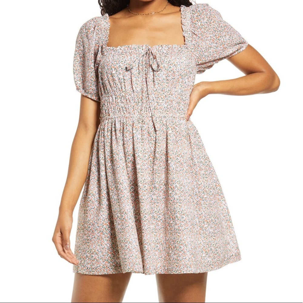 Nordstrom Mini Floral Puff Sleeve Dress